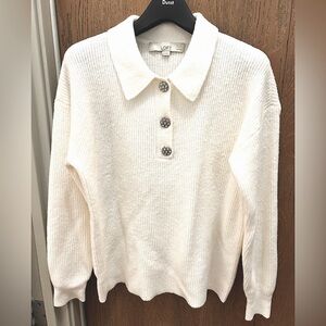 NWOT LOFT Petite Jewel Button Sweater